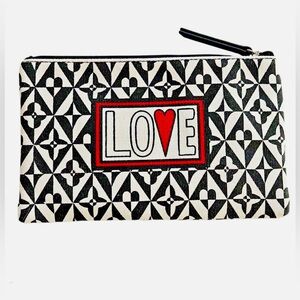 BRIGHTON Fashionista Tom Clancy Love Pouch Black White Zipper NWOT♥️🖤